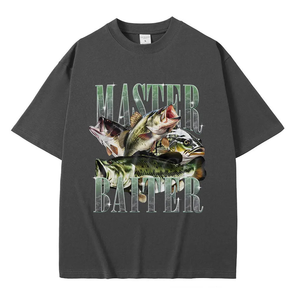 Master Baiter Bass Fishing Fisher Funny Meme Graphic T-shirts Men Casual Cotton Tshirt Short Sleeve Vintage Summer Pop T Shirts