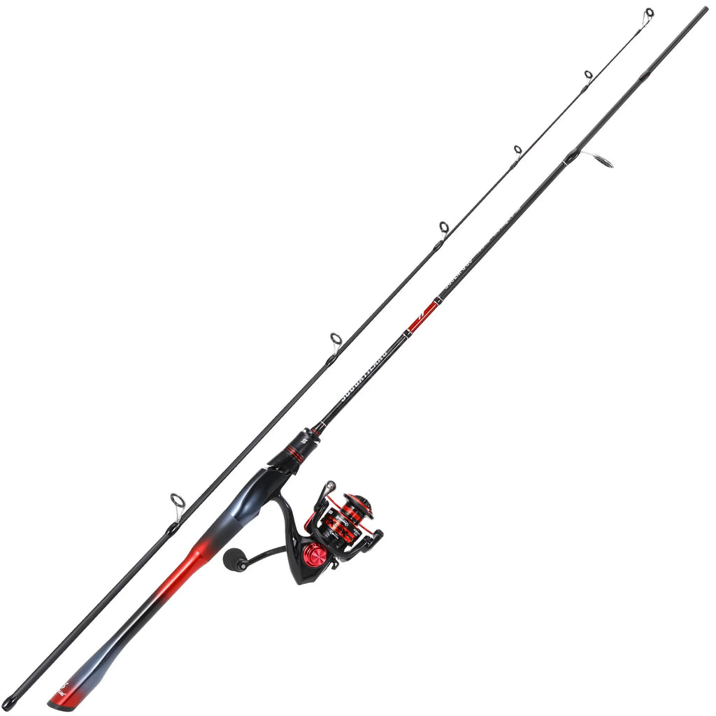 Sougayilang 2section Carbon Fishing Rod and Spinning Fishing Reel Combo 1.68m Rod 1000-3000 Fishing Rod Carp Bass Freshwater