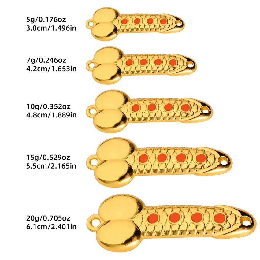 12Pcs Spoon Fishing Lures Set Metal Dick Penis Shape Bait Crankbait Hook 5-20g Metal Sequin VIB Jig Pesca Fishing Lures Bait