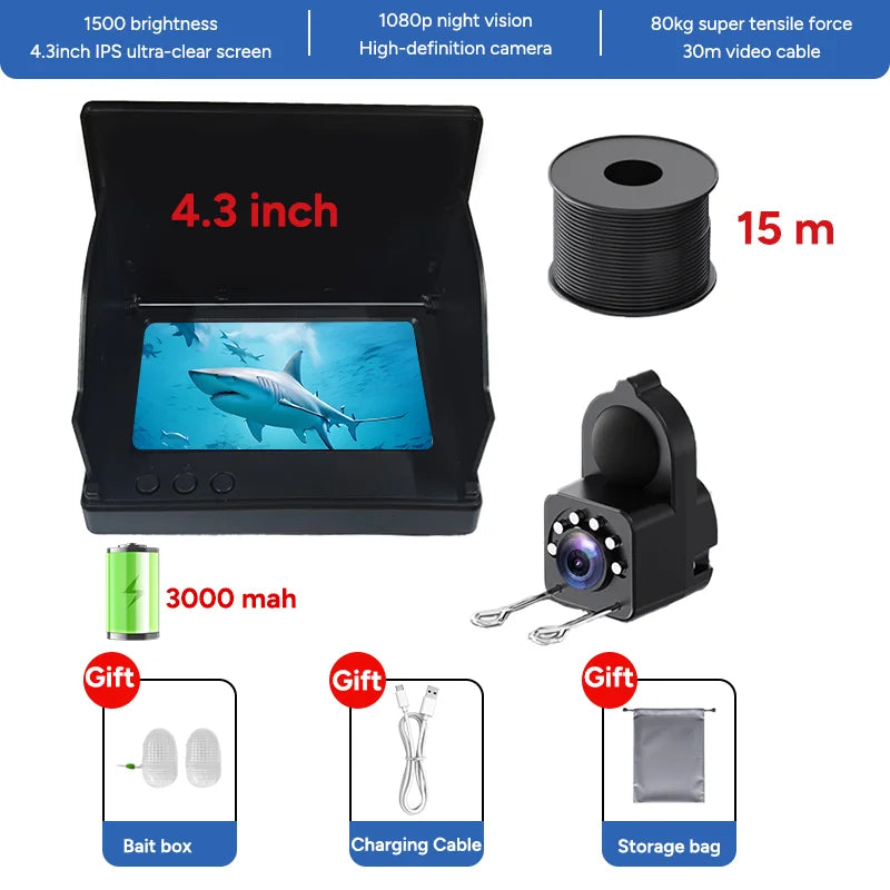 Fishing Camera Handheld 1080P 4.3 Inch LCD Camera 130°ortable Fishing Depth Fish Finder Water For Fishing With Night Vision