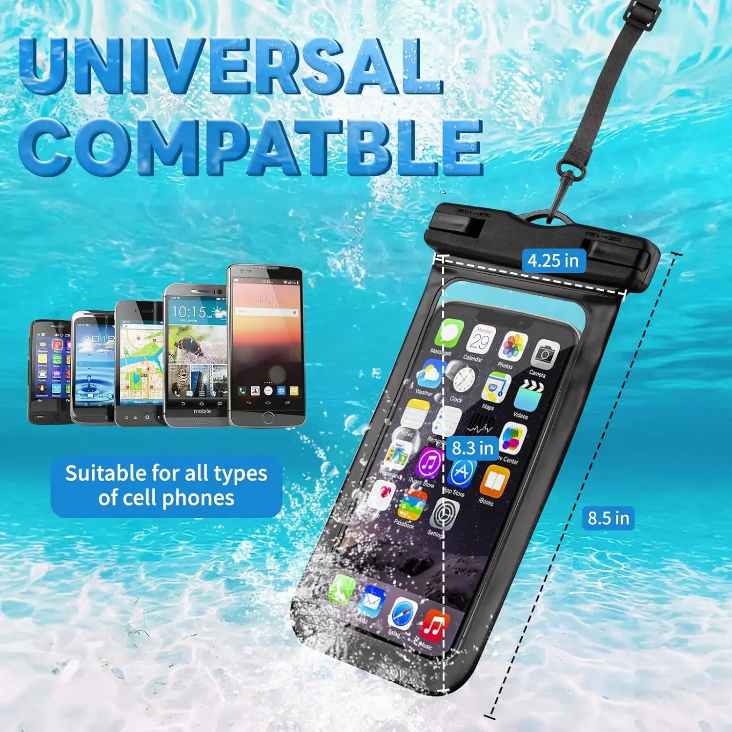 1 High Quality Universal Waterproof Smartphone Bag Phone Case Floating Waterproof Phone Pouch Bag for Diving Swimming