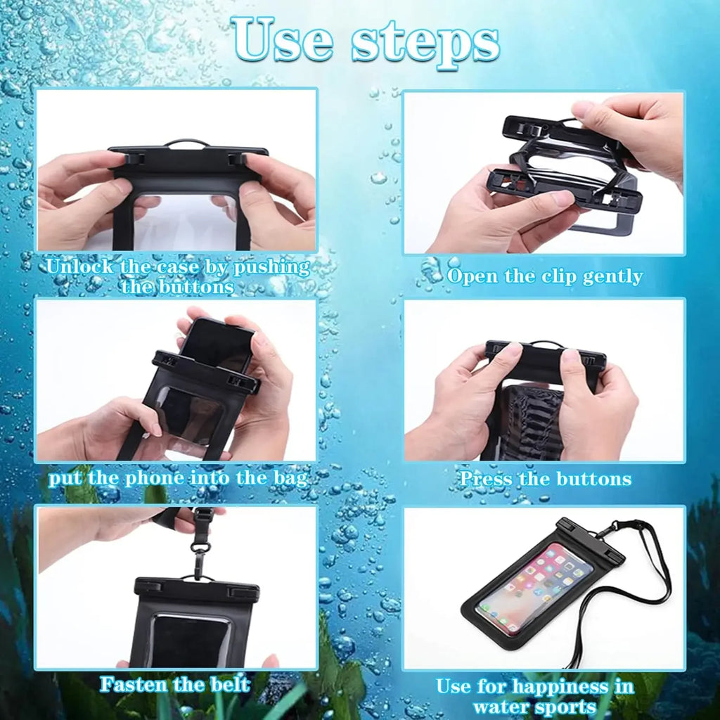 1 High Quality Universal Waterproof Smartphone Bag Phone Case Floating Waterproof Phone Pouch Bag for Diving Swimming