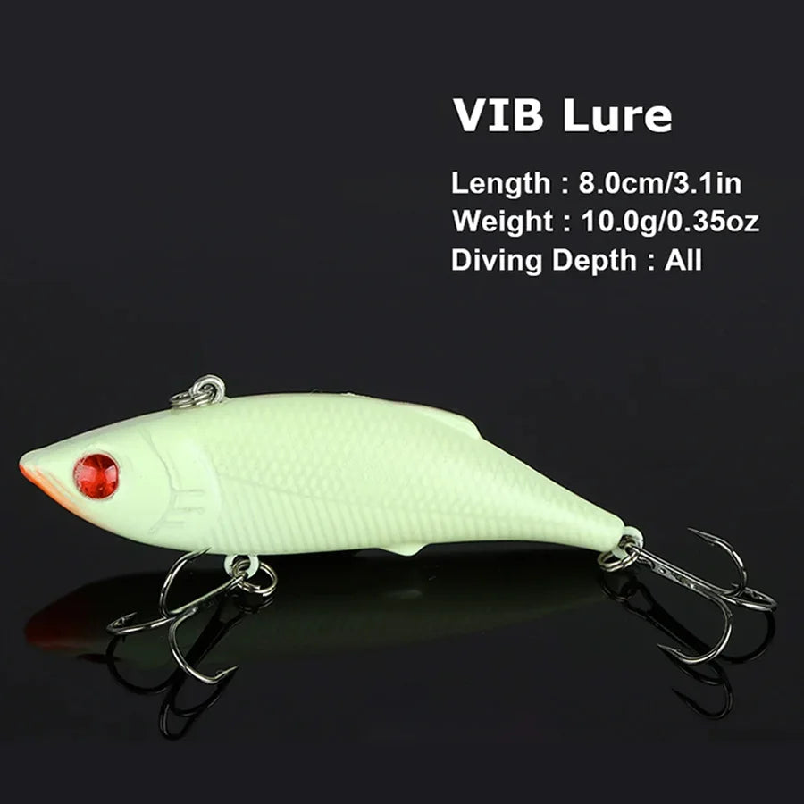 5pcs/Lot Night Glow Crankbaits Fishing Lures Set Minnow Wobblers Popper Vib Pencil Luminous Artificial Baits Kit With Lure Box