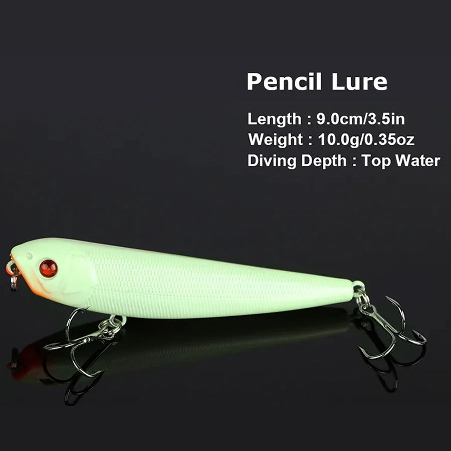 5pcs/Lot Night Glow Crankbaits Fishing Lures Set Minnow Wobblers Popper Vib Pencil Luminous Artificial Baits Kit With Lure Box