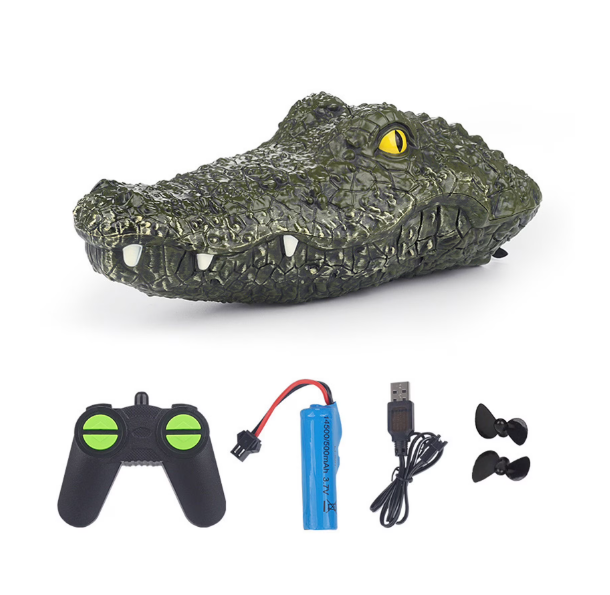 Crocodile Head Remote Control Boat 12.2 Inch 2.4G RC Pool Toy with Waterproof Design Outdoor Water Racing Game for Teens Adults Summer Fun