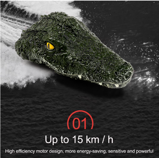Crocodile Head Remote Control Boat 12.2 Inch 2.4G RC Pool Toy with Waterproof Design Outdoor Water Racing Game for Teens Adults Summer Fun