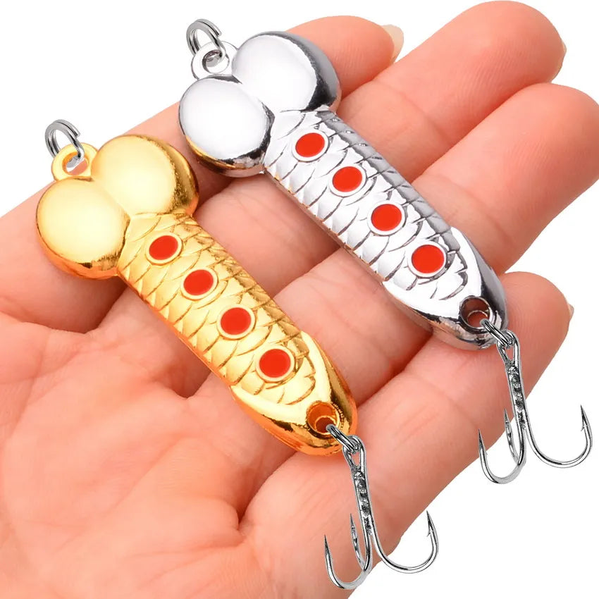 12Pcs Spoon Fishing Lures Set Metal Dick Penis Shape Bait Crankbait Hook 5-20g Metal Sequin VIB Jig Pesca Fishing Lures Bait