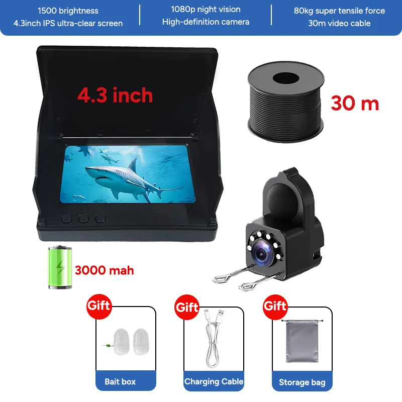 Fishing Camera Handheld 1080P 4.3 Inch LCD Camera 130°ortable Fishing Depth Fish Finder Water For Fishing With Night Vision