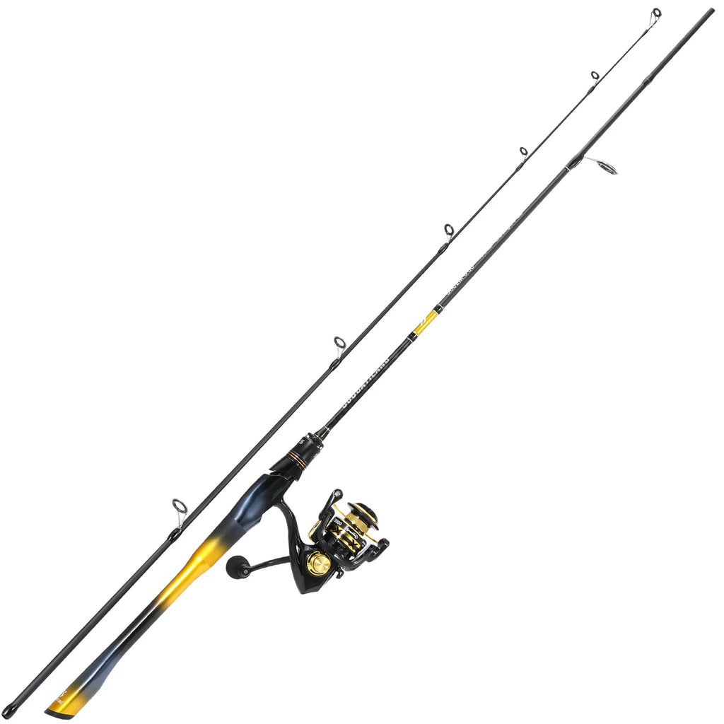 Sougayilang 2section Carbon Fishing Rod and Spinning Fishing Reel Combo 1.68m Rod 1000-3000 Fishing Rod Carp Bass Freshwater