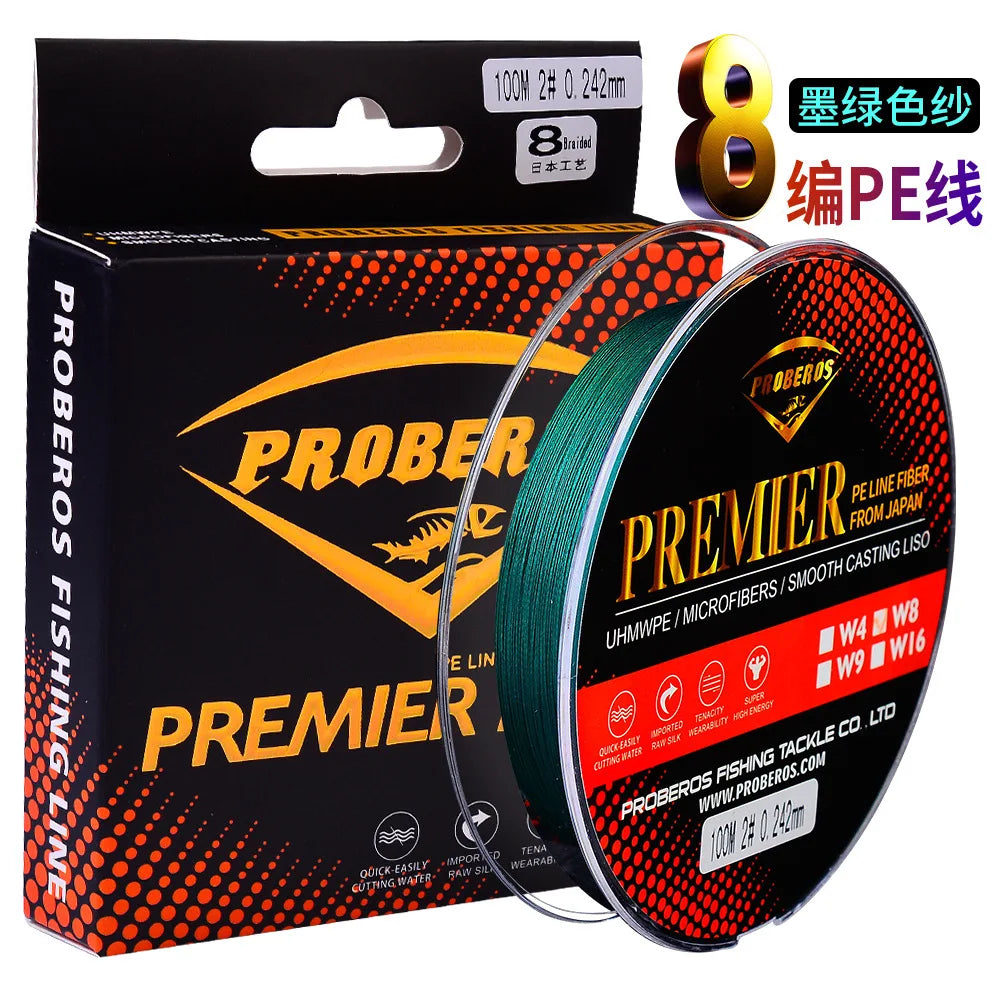 8-Strand Dyneema PE Braided Line 100m Spinning Reel 6LB-120LB 0.1mm-0.6mm PE Fishing Line Less Memory Fishing Accessories