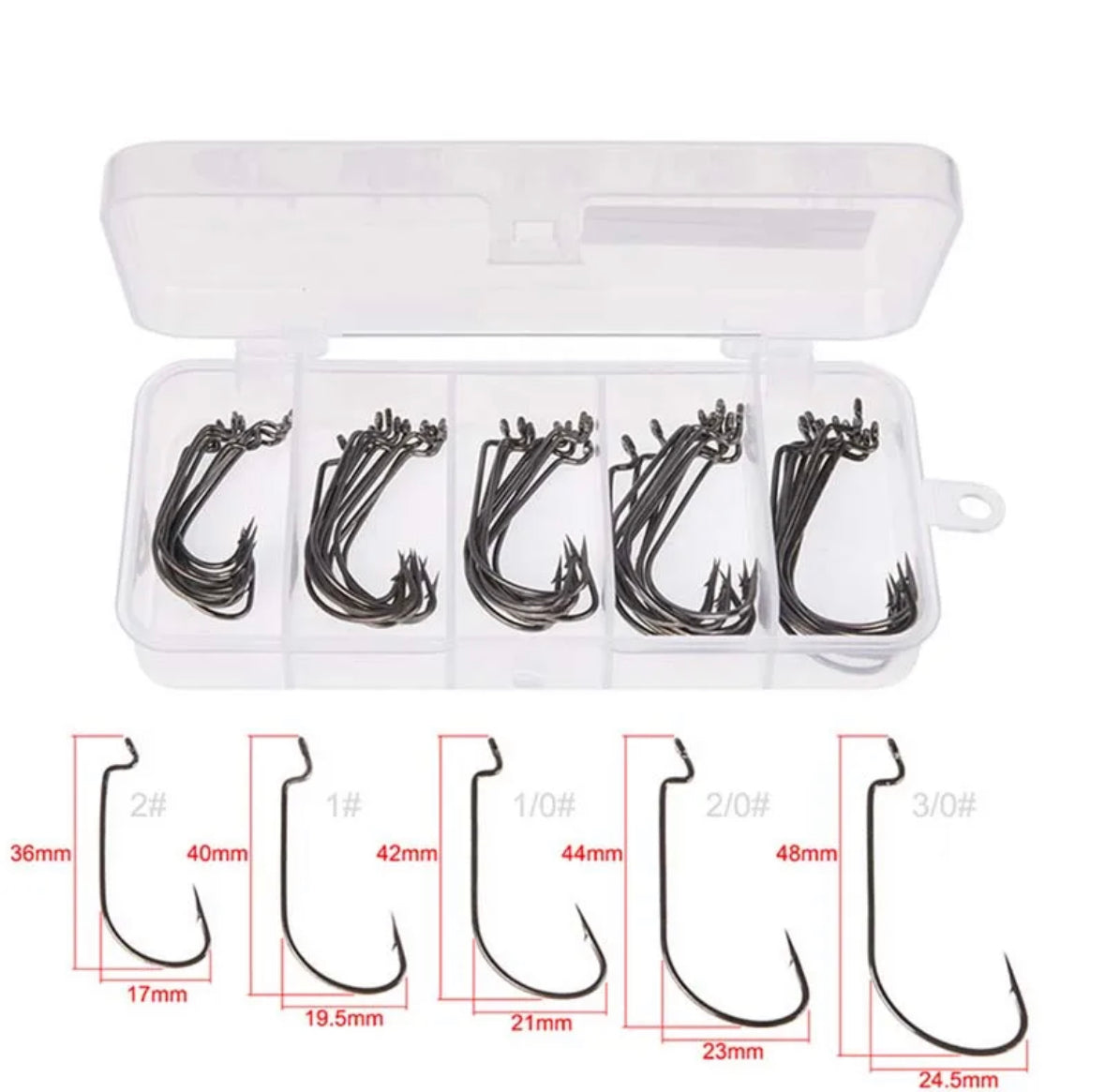 Bolt 50pcs Wide Bass Fishing Hook 3/0#-2#